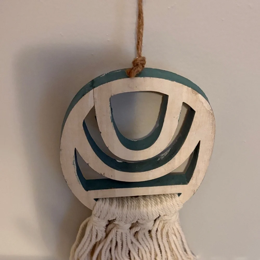 Hobby Lobby Cream Tassel Wall Hanging with Teal Accents lot of 7